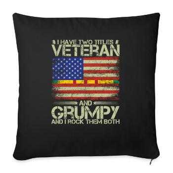 Grand-père Vétéran Style de vie Cool Military Ges - Housse de coussin décorative 45 x 45 cm - noir - Devant