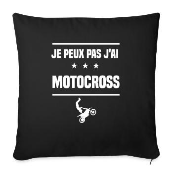 Je Peux Pas J'ai motocross moto humour motard - Housse de coussin décorative 45 x 45 cm - noir - Devant