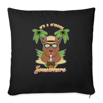 Il est 5 oclock quelque part en buvant du pitbull - Housse de coussin décorative 45 x 45 cm - noir - Devant