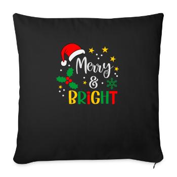 Joyeux et lumineux Noël - Housse de coussin décorative 45 x 45 cm - noir - Devant