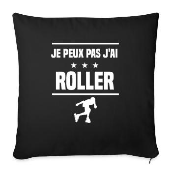 Je Peux Pas J'ai roller humour patineur - Housse de coussin décorative 45 x 45 cm - noir - Devant