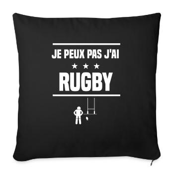 Je Peux Pas J'ai rugby sport humour rugbyman - Housse de coussin décorative 45 x 45 cm - noir - Devant