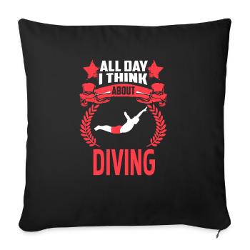 Toute la journée je pense à Diving Vintage Diver Présent - Housse de coussin décorative 45 x 45 cm - noir - Devant