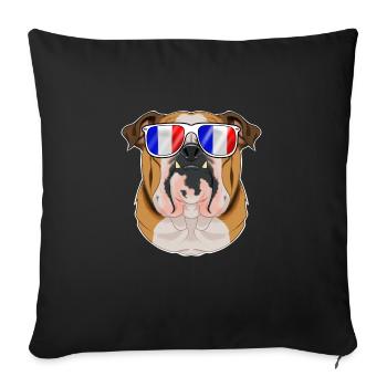 Deutsch Bulldog France Sunglasses I French Flag - Sofa pillowcase 17,3'' x 17,3'' (45 x 45 cm) - black - Front