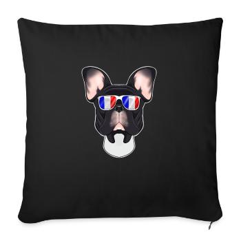 French Bulldog France Sunglasses I French Flag - Sofa pillowcase 17,3'' x 17,3'' (45 x 45 cm) - black - Front