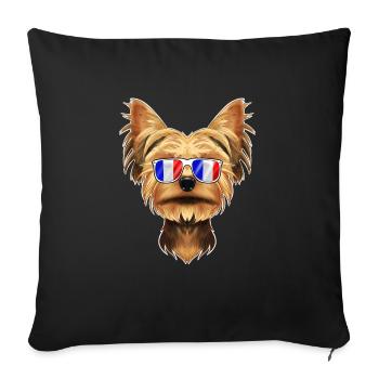 Yorkshire Terrier France Sunglasses I French Flag - Sofa pillowcase 17,3'' x 17,3'' (45 x 45 cm) - black - Front