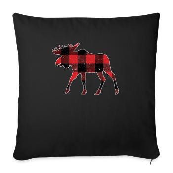 Buffalo Plaid Moose Matching Family Christmas - Sofa pillowcase 17,3'' x 17,3'' (45 x 45 cm) - black - Front
