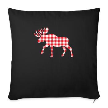Buffalo Plaid Moose Matching Family Christmas - Sofa pillowcase 17,3'' x 17,3'' (45 x 45 cm) - black - Front