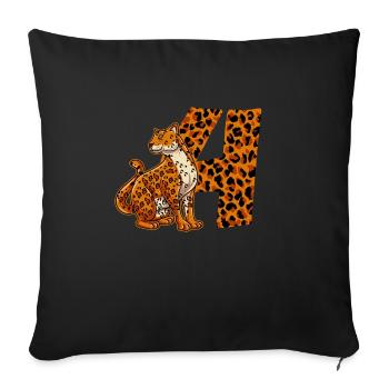 4 ans garçon anniversaire Jaguar - Housse de coussin décorative 45 x 45 cm - noir - Devant