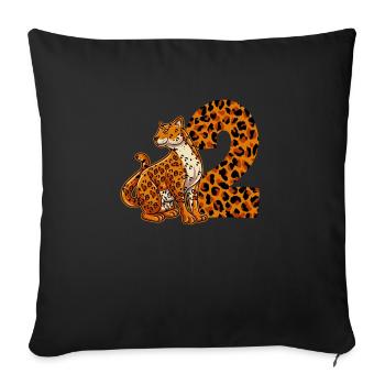 2 ans garçon anniversaire Jaguar - Housse de coussin décorative 45 x 45 cm - noir - Devant
