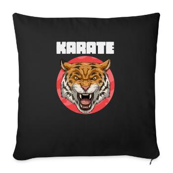Lustige Karate Wütender Tiger - Sofakissenbezug 45 x 45 cm - Schwarz - Vorne