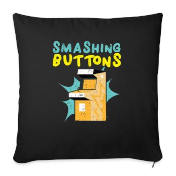 Smashing Buttons Gaming Videospiel Arcade Gamer - Sofakissenbezug 45 x 45 cm - Schwarz - Vorne
