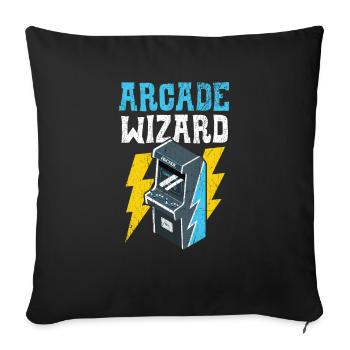 Arcade Wizard Gamer Geek Videospieler Player Gaming - Sofakissenbezug 45 x 45 cm - Schwarz - Vorne
