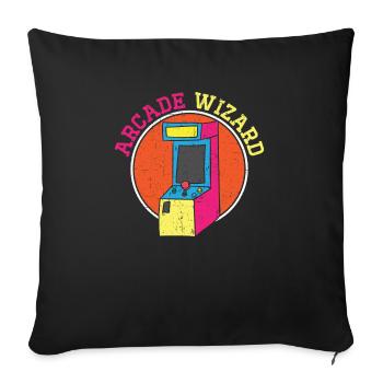 Arcade Wizard Gamer Geek Videospieler Player Gaming - Sofakissenbezug 45 x 45 cm - Schwarz - Vorne