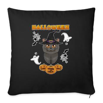British Shorthair Cat Lover I Happy Halloween - Sofa pillowcase 17,3'' x 17,3'' (45 x 45 cm) - black - Front