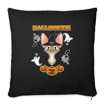 Devon Rex Cat Lover I Happy Halloween - Sofa pillowcase 17,3'' x 17,3'' (45 x 45 cm) - black - Front