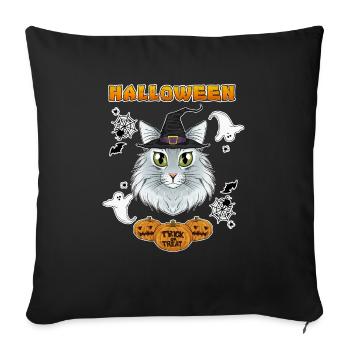 Amoureux des chats de la forêt norvégienne I Joyeux Halloween - Housse de coussin décorative 45 x 45 cm - noir - Devant