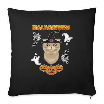Scottish Fold Cat Lover I Happy Halloween - Sofa pillowcase 17,3'' x 17,3'' (45 x 45 cm) - black - Front