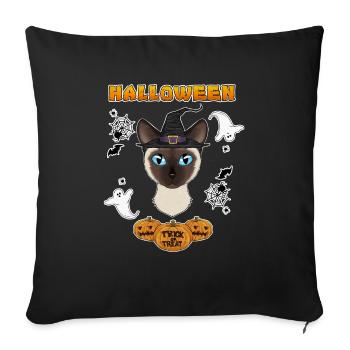 Siamese Cat Lover I Happy Halloween - Sofa pillowcase 17,3'' x 17,3'' (45 x 45 cm) - black - Front