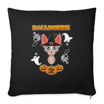 Sphynx Cat Lover I Happy Halloween - Sofa pillowcase 17,3'' x 17,3'' (45 x 45 cm) - black - Front