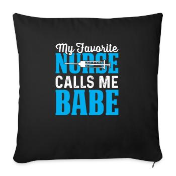 mon infirmière préférée m’appelle Babe - Housse de coussin décorative 45 x 45 cm - noir - Devant