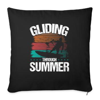 Kitesurf Kiteboard Kite Kiteboarder Vent - Housse de coussin décorative 45 x 45 cm - noir - Devant