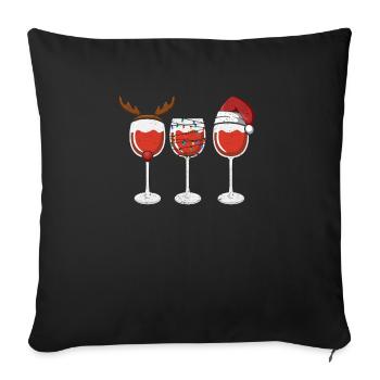 Vin Noël Père Noël Chapeau De Noël Lumières - Housse de coussin décorative 45 x 45 cm - noir - Devant