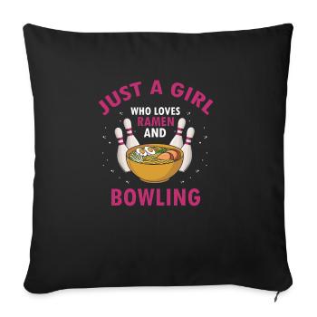 Juste une fille qui aime les ramen et le bowling génial - Housse de coussin décorative 45 x 45 cm - noir - Devant