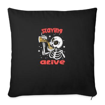 Skull Beer reste en vie - Housse de coussin décorative 45 x 45 cm - noir - Devant