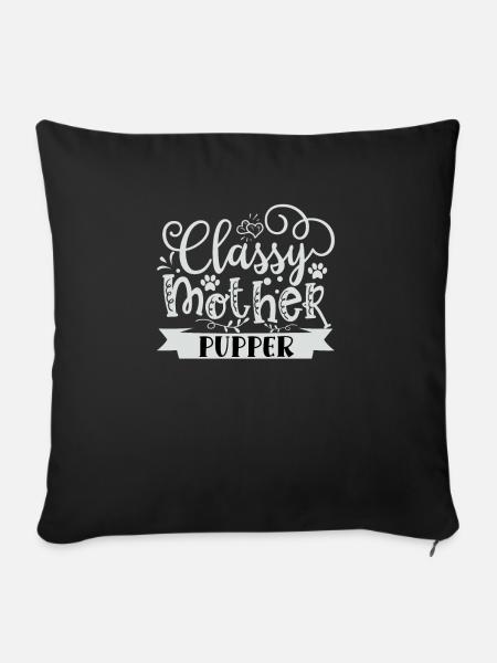 Stilvolle Welpen Mutter - Sofakissenbezug 45 x 45 cm - Schwarz