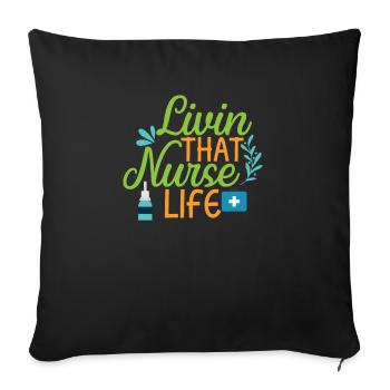 KRANKENSCHWESTER Livin That Nurse Life - Housse de coussin décorative 45 x 45 cm - noir - Devant