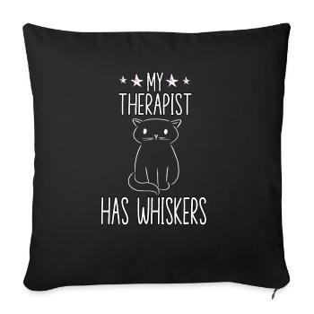 My therapist has whisker cat owner cat - Sofa pillowcase 17,3'' x 17,3'' (45 x 45 cm) - black - Front