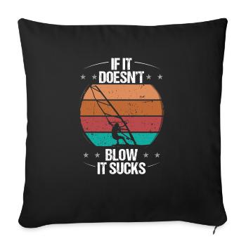 Planche à voile Si ça ne souffle pas ça craint WindsurferW - Housse de coussin décorative 45 x 45 cm - noir - Devant