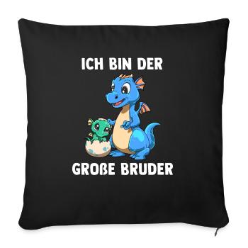 Drachen Großer Bruder - Ich bin der große Bruder - Sofakissenbezug 45 x 45 cm - Schwarz - Vorne