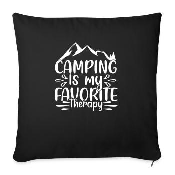 Camping is my favorite therapy - Sofa pillowcase 17,3'' x 17,3'' (45 x 45 cm) - black - Front