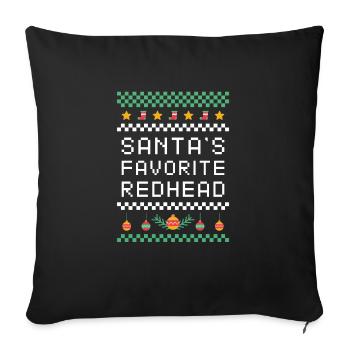 Chemise de Noël rousse préférée du Père Noël - Housse de coussin décorative 45 x 45 cm - noir - Devant