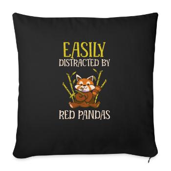 Facilement distrait par les pandas roux pour un bambou - Housse de coussin décorative 45 x 45 cm - noir - Devant