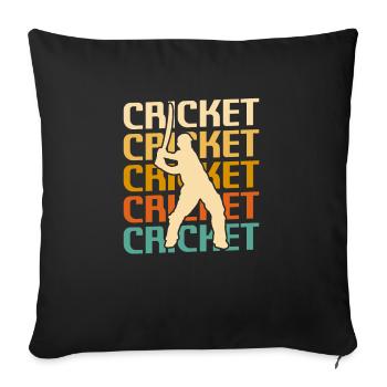 Joueur de cricket classique rétro vintage - Housse de coussin décorative 45 x 45 cm - noir - Devant