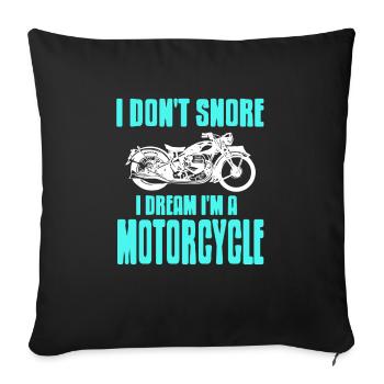 Je ne ronfle pas je rêve que je suis une moto drôle - Housse de coussin décorative 45 x 45 cm - noir - Devant