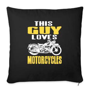 This Guy Loves Motorcycles Retro Funny Rider - Sofakissenbezug 45 x 45 cm - Schwarz - Vorne