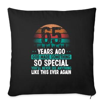 65 Anniversaire Dieu a fait quelque chose de spécial 65 ans - Housse de coussin décorative 45 x 45 cm - noir - Devant