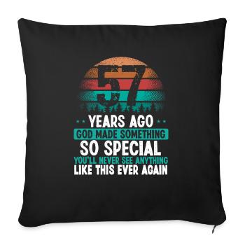 57 Birthday God made something special 57 Year Old - Sofa pillowcase 17,3'' x 17,3'' (45 x 45 cm) - black - Front