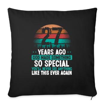 27 Anniversaire Dieu a fait quelque chose de spécial 27 ans - Housse de coussin décorative 45 x 45 cm - noir - Devant
