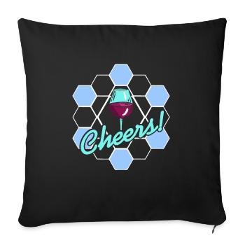 Cheers! Retro Wine Lover Symmetrical Designs - Sofa pillowcase 17,3'' x 17,3'' (45 x 45 cm) - black - Front
