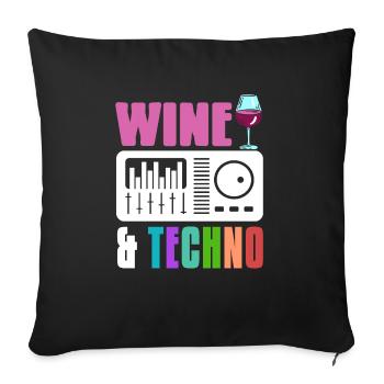 WINE & Techno Awesome Retro Designs T-Shirt - Sofa pillowcase 17,3'' x 17,3'' (45 x 45 cm) - black - Front