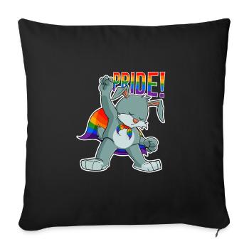 Rabbit I LGBTQ Flag I Rainbow Flag I Gay Pride - Sofakissenbezug 45 x 45 cm - Schwarz - Vorne