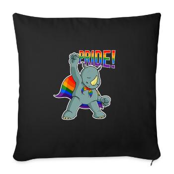 Rhino I LGBTQ Flag I Rainbow Flag I Gay Pride - Sofakissenbezug 45 x 45 cm - Schwarz - Vorne