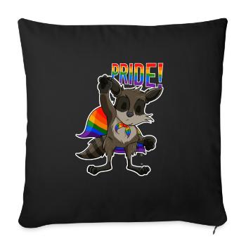 Racoon I LGBTQ Flag I Rainbow Flag I Gay Pride - Sofakissenbezug 45 x 45 cm - Schwarz - Vorne