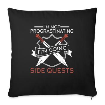 Je n’hésite pas, je fais des quêtes secondaires RPG Table - Housse de coussin décorative 45 x 45 cm - noir - Devant
