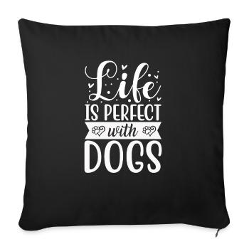 La vie est meilleure avec les chiens - Housse de coussin décorative 45 x 45 cm - noir - Devant